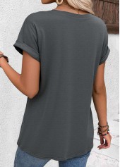 Dark Grey Short Sleeve Round Neck T Shirt