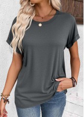 Dark Grey Short Sleeve Round Neck T Shirt