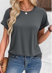 Dark Grey Short Sleeve Round Neck T Shirt