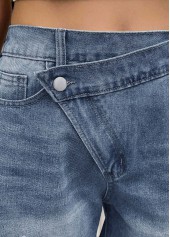 Denim Blue Button Fly High Waisted Shorts