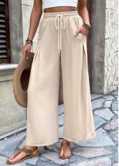 Light Camel Wide Leg Elastic Waist High Waisted Pants