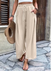 Light Camel Wide Leg Elastic Waist High Waisted Pants