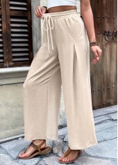 Light Camel Wide Leg Elastic Waist High Waisted Pants