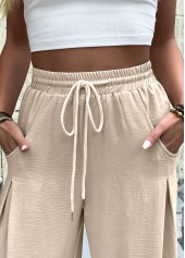 Light Camel Wide Leg Elastic Waist High Waisted Pants