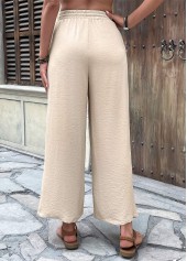 Light Camel Wide Leg Elastic Waist High Waisted Pants