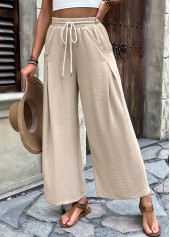 Light Camel Wide Leg Elastic Waist High Waisted Pants