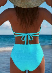 Mid Waisted Cyan Patchwork Bikini Set