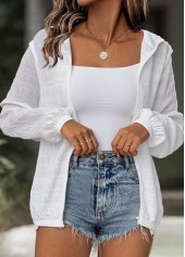 White Crinkled Texture Long Sleeve Jacket