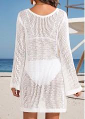 White Cut Out V Neck Cover Up