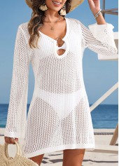 White Cut Out V Neck Cover Up