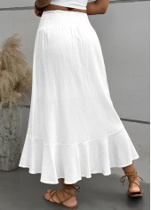 White A Line Elastic Waist Skirt
