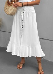 White A Line Elastic Waist Skirt