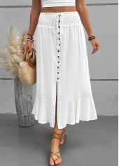 White A Line Elastic Waist Skirt