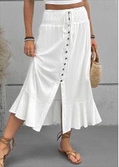 White A Line Elastic Waist Skirt