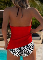 Mid Waisted Leopard Red Tankini Set