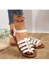 White Faux Leather Peep Toe Falt