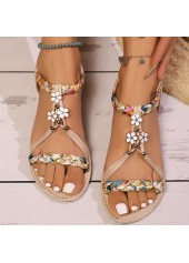 Raw White Tribal Print Round Toe Falt