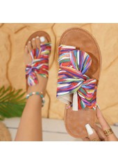 Multi Color Graffiti Print Toe Post Falt