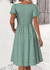 Sage Green Short Sleeve Round Neck Dress