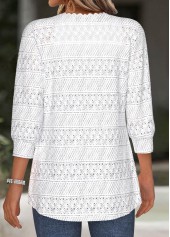 White Texture 3/4 Sleeve Light Cardigan