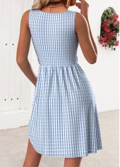 Dusty Blue Short Sleeveless Round Neck Dress