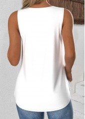 White Sleeveless V Neck Tank Top
