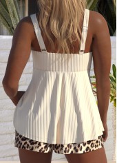 High Waisted Leopard Beige Tankini Set