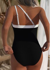 Black Lace Up One Piece Swimwear