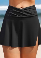 Side Slit High Waisted Black Swim Skirt