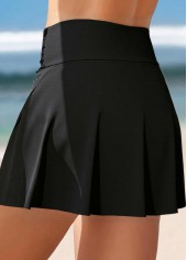 Side Slit High Waisted Black Swim Skirt