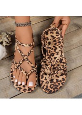 Light Coffee Leopard Toe Post Falt