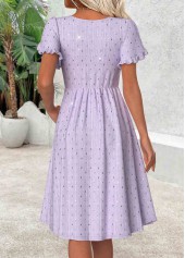Light Purple Short Sleeve Round Neck Dress