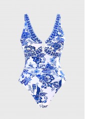Random Floral Two-Piece One Piece Swimwear and Skirt