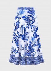 Random Floral Two-Piece One Piece Swimwear and Skirt