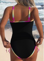 Ombre Black Ruched One Piece Swimwear