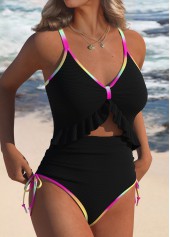 Ombre Black Ruched One Piece Swimwear