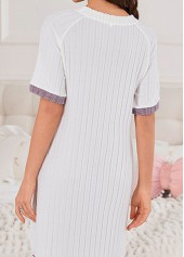 Heart Print Dusty Purple Round Neck Short Sleeve Nightdress