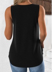Black Sleeveless V Neck Tank Top