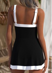 Black Square Neck One Piece Swimdress