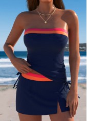 Mid Waisted Navy Tie Tankini Set