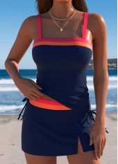 Mid Waisted Navy Tie Tankini Set