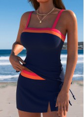 Mid Waisted Navy Tie Tankini Set