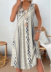 Tribal Print Multi Color A Line Sleeveless Dress