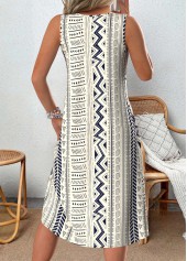 Tribal Print Multi Color A Line Sleeveless Dress