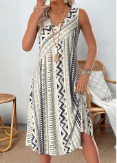 Tribal Print Multi Color A Line Sleeveless Dress