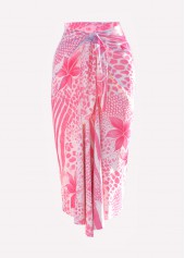Floral Print Pink One Piece Swimwear and Skirt