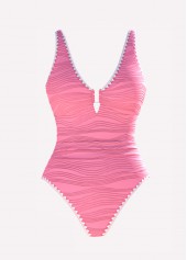 Floral Print Pink One Piece Swimwear and Skirt