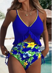 Floral Print Royal Blue One Piece Swimwear