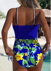 Floral Print Royal Blue One Piece Swimwear