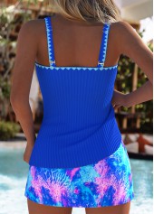 Mid Waisted Marine Life Print Royal Blue Tankini Set